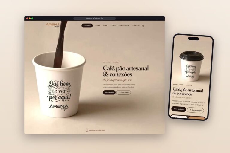 Arena Café: novo site em desktop e celular