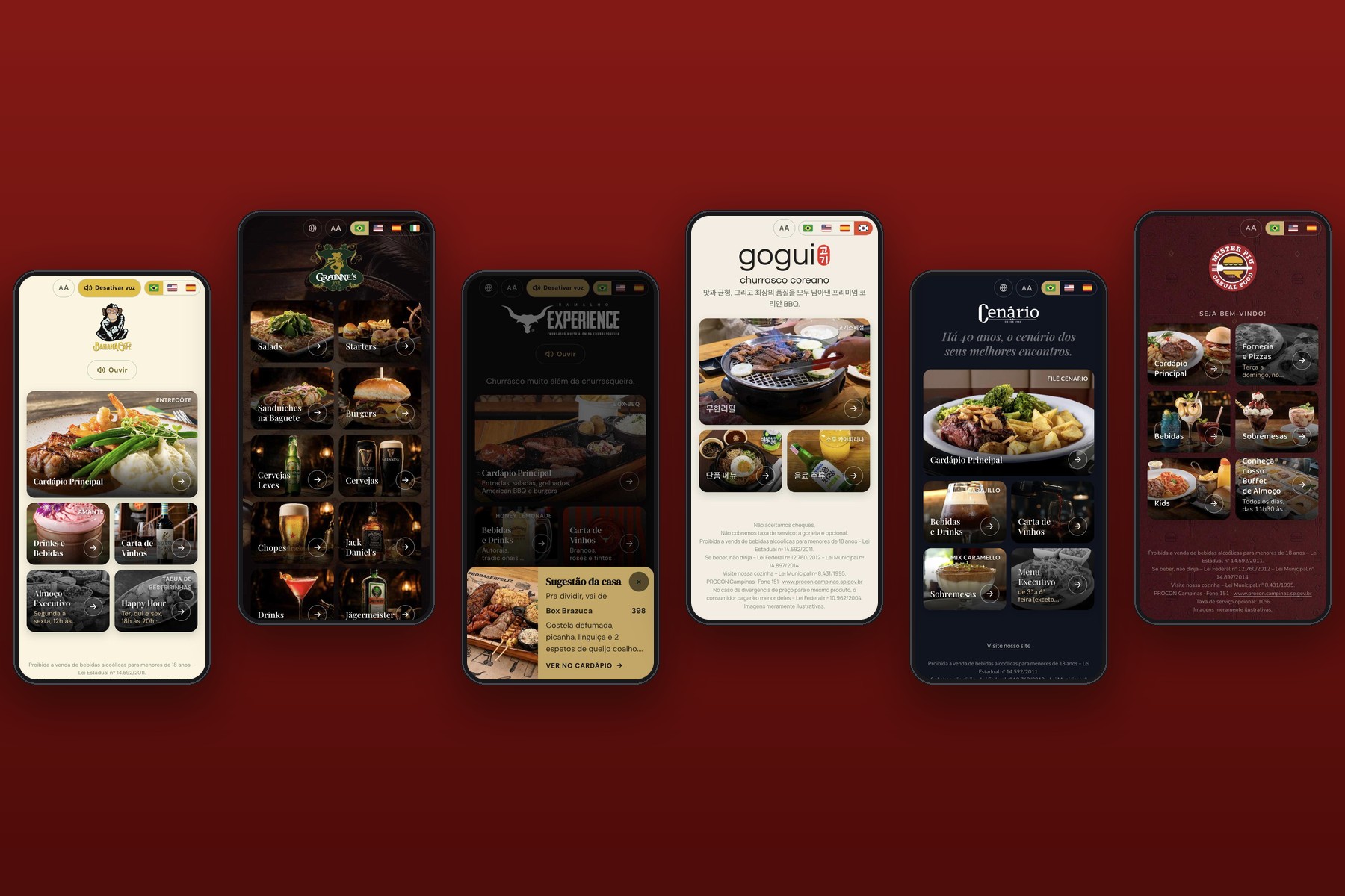 Cardápios digitais dinâmicos desenvolvidos pela Dale! para restaurantes e bares
