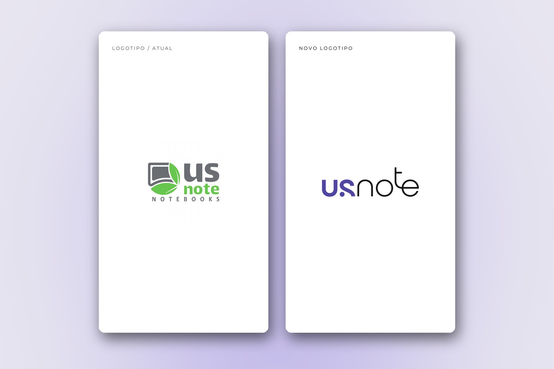 Logotipo anterior e novo logotipo da USNOTE